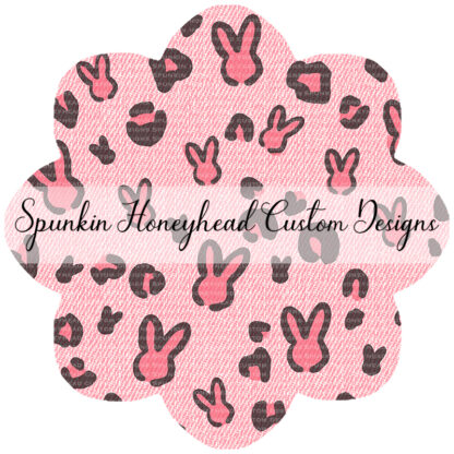 Round 50 - Easter 2022 - Leopard Bunny on Denim Texture - Pink